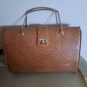 VINTAGE OSTRICH LEATHER BAG MADE IN CHILE
